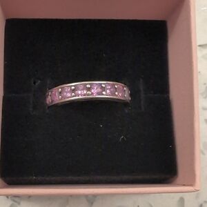 Elegant Silver and Pink Women's Ring